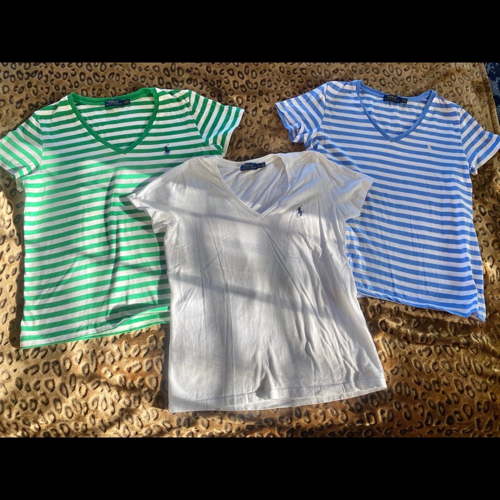 Bundle of 3 Ralph Lauren Polo v neck tees